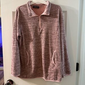 Pink Heathered Quarter-Zip Pullover